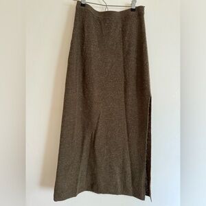 ZARA Knit Midi Skirt – Brown, Size Small
